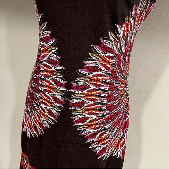 London Times Elegant brown leaves print Dress size 6 - Picture 3 of 11